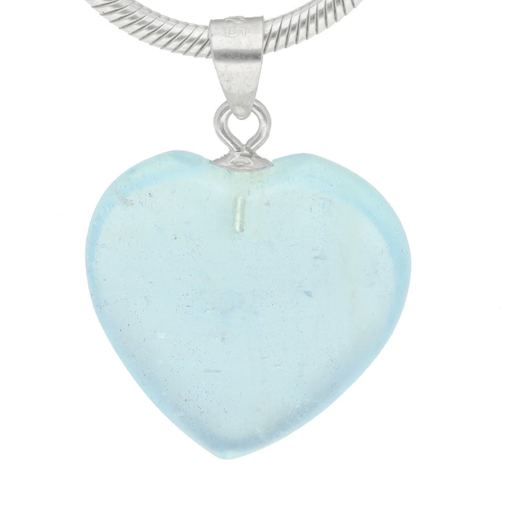 Aquamarine heart pendant | in 2 sizes | 925 silver eyelet