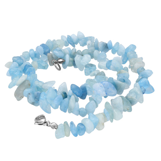 Aquamarine chip necklace | 45+5 cm extension chain | 925 silver