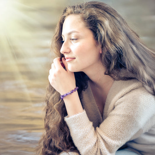 Amethyst chip bracelet