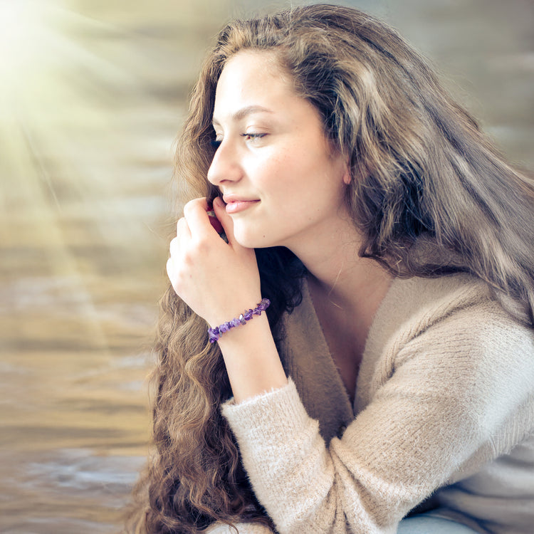 Amethyst chip bracelet
