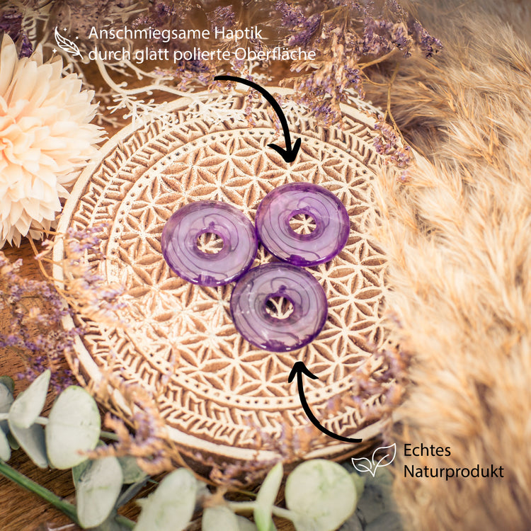 Amethyst Donut | 30 mm Anhänger + Baumwollband