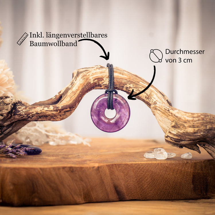 Amethyst Donut | 30 mm Anhänger + Baumwollband