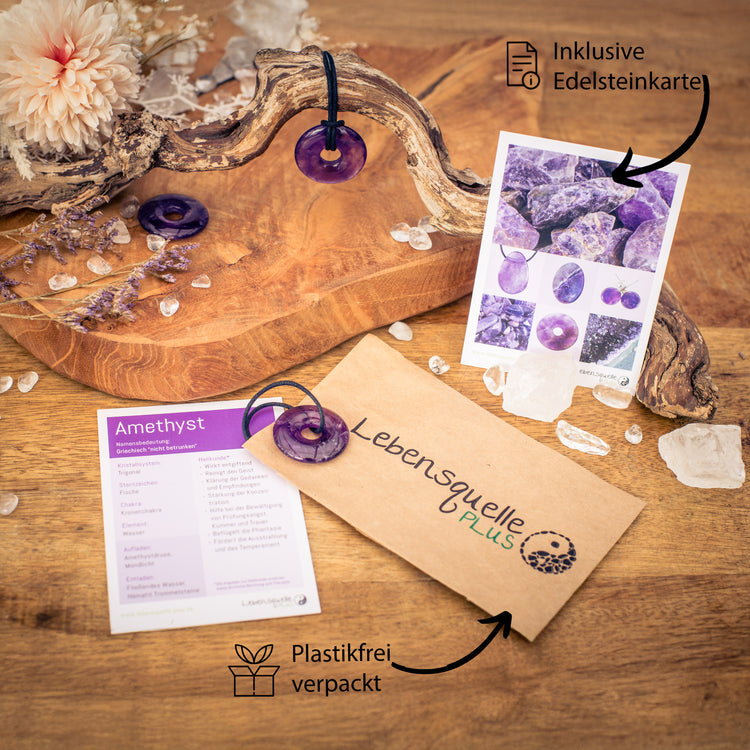 Amethyst Donut | 30 mm Anhänger + Baumwollband