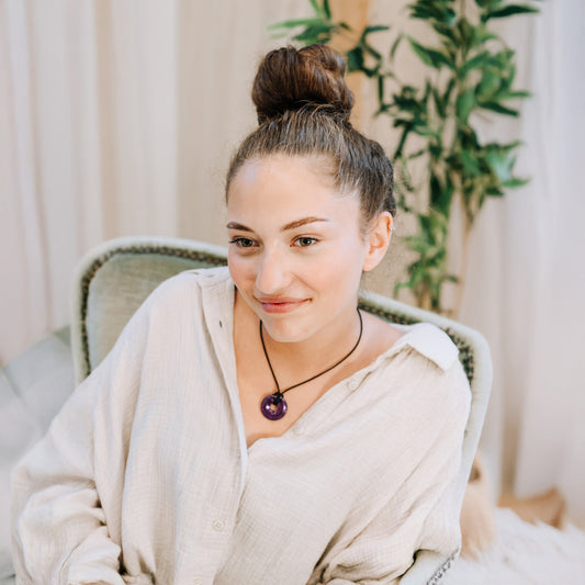 Amethyst Donut | 30 mm Anhänger + Baumwollband