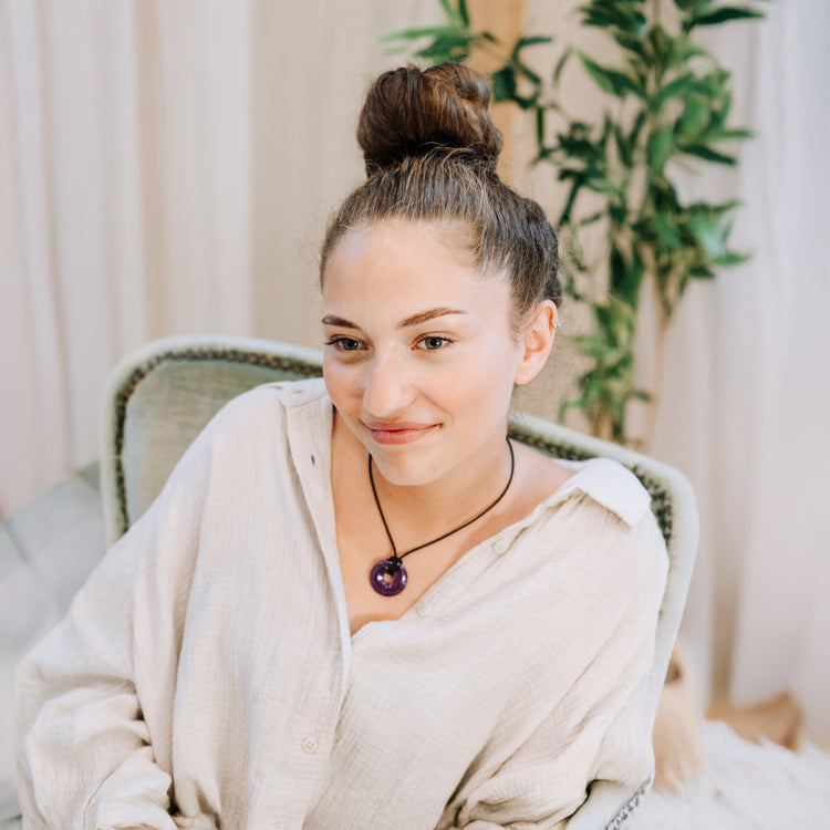 Amethyst Donut | 30 mm Anhänger + Baumwollband