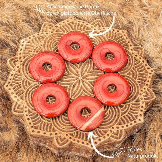 Jasper, red donut | 30 mm pendant + cotton cord