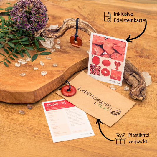 Jasper, red donut | 30 mm pendant + cotton cord