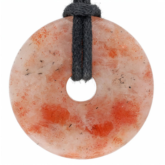 Sunstone Donut Pendant | 30 mm Pendant + Cotton Cord