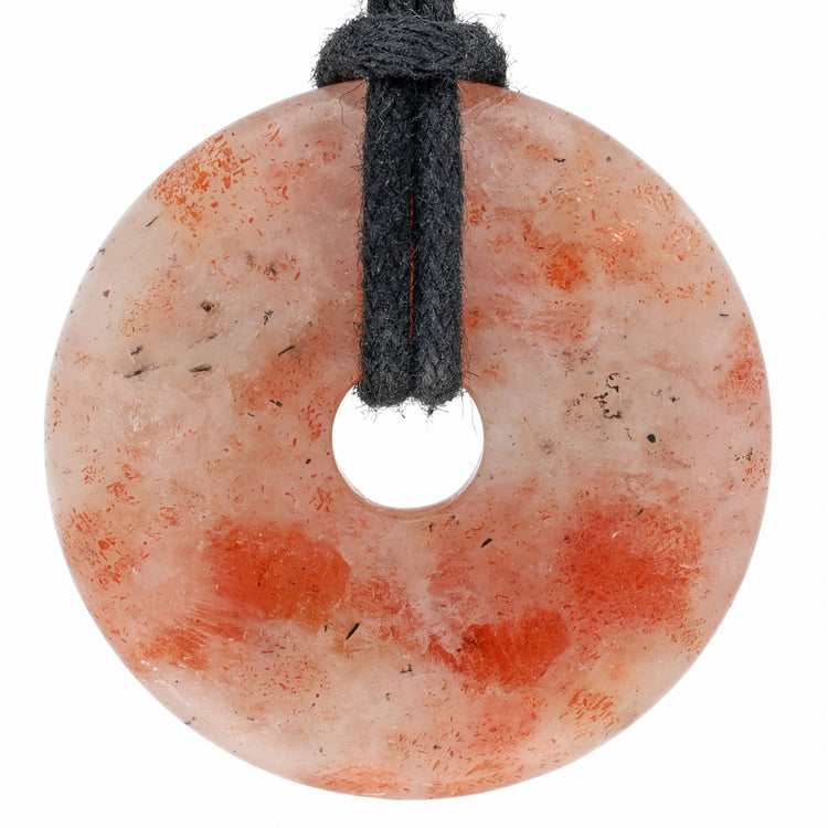 Sunstone Donut Pendant | 30 mm Pendant + Cotton Cord