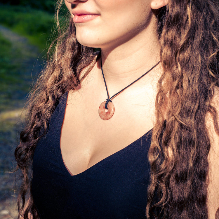 Sunstone Donut Pendant | 30 mm Pendant + Cotton Cord