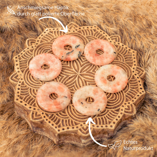 Sunstone Donut Pendant | 30 mm Pendant + Cotton Cord