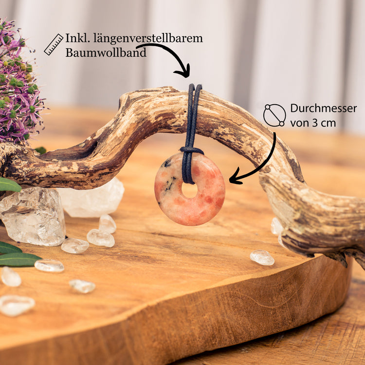 Sunstone Donut Pendant | 30 mm Pendant + Cotton Cord