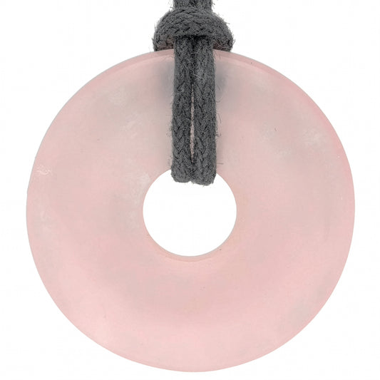 Rose Quartz Donut | 30 mm Pendant + Cotton Cord