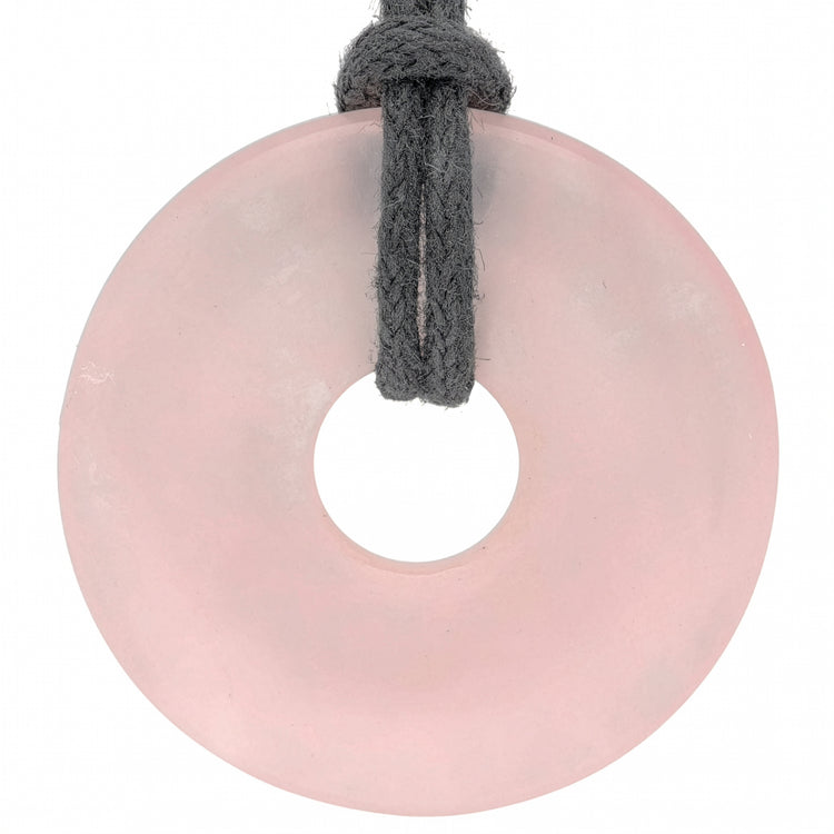 Rose Quartz Donut | 30 mm Pendant + Cotton Cord