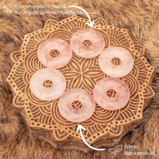 Rose Quartz Donut | 30 mm Pendant + Cotton Cord