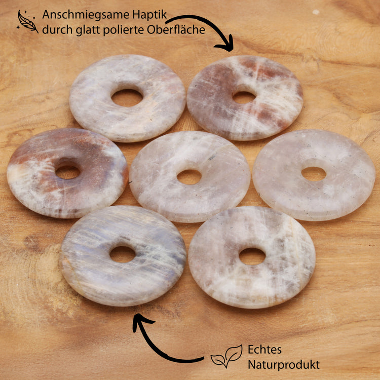 Mondstein Donut | 30 mm Anhänger + Baumwollband