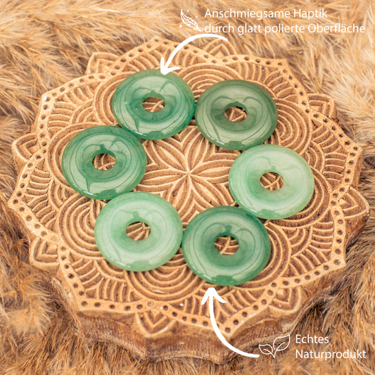 Aventurin, grün Donut | 30 mm Anhänger + Baumwollband