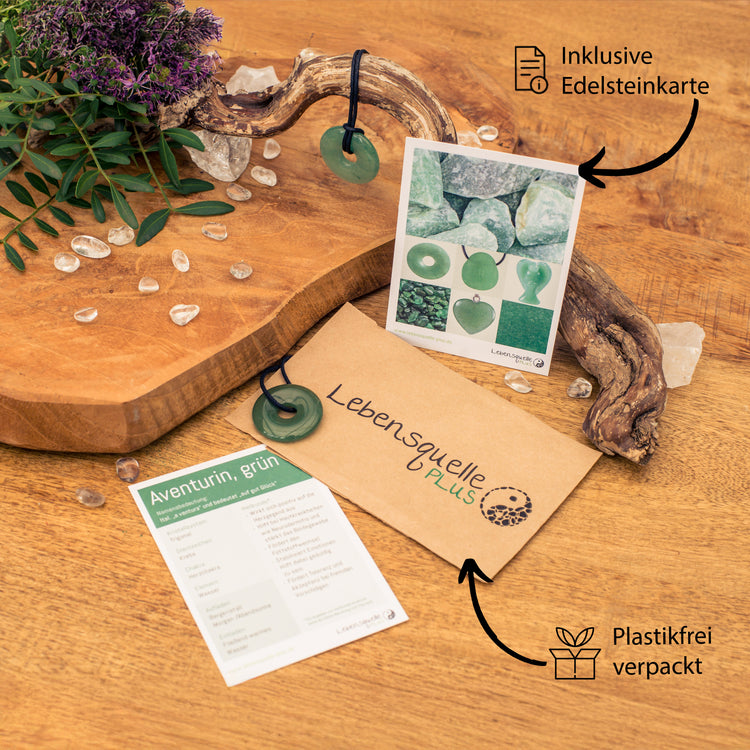 Aventurin, grün Donut | 30 mm Anhänger + Baumwollband