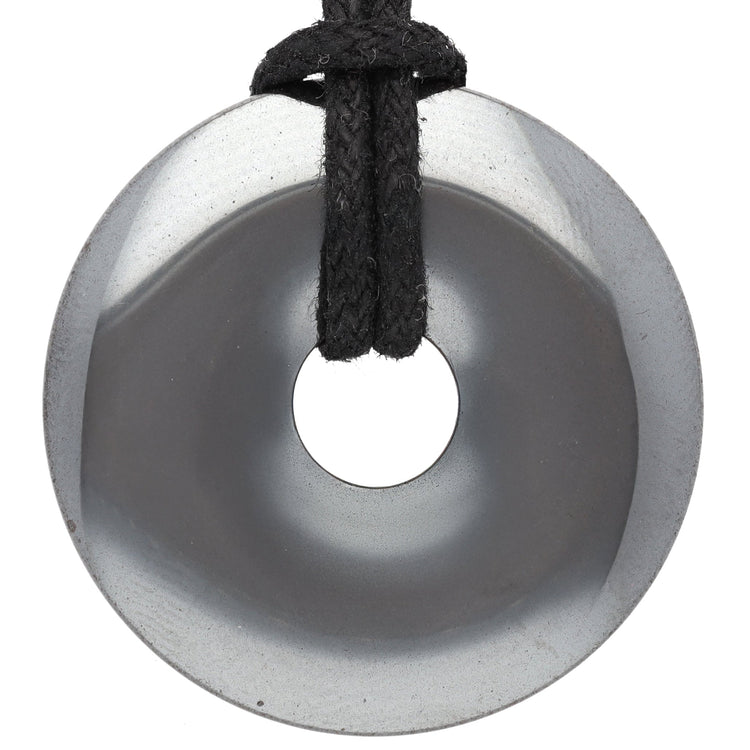 Hematite Donut | 30 mm Pendant + Cotton Cord