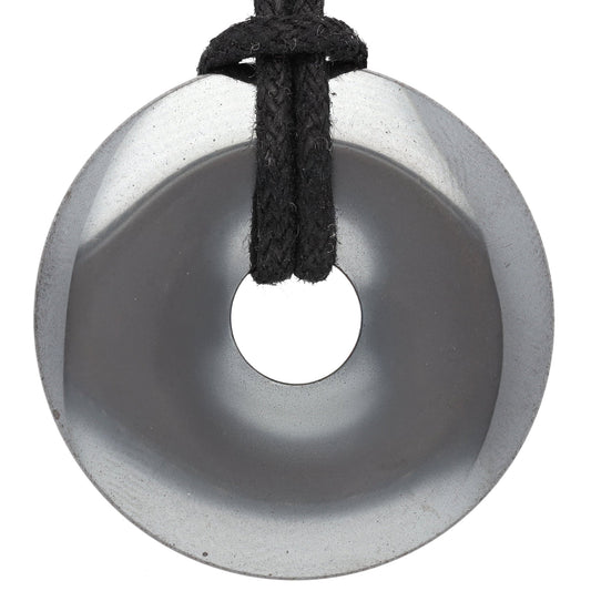 Hematite Donut | 30 mm Pendant + Cotton Cord