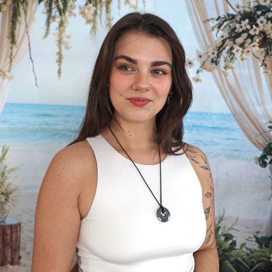 Hematite Donut | 30 mm Pendant + Cotton Cord