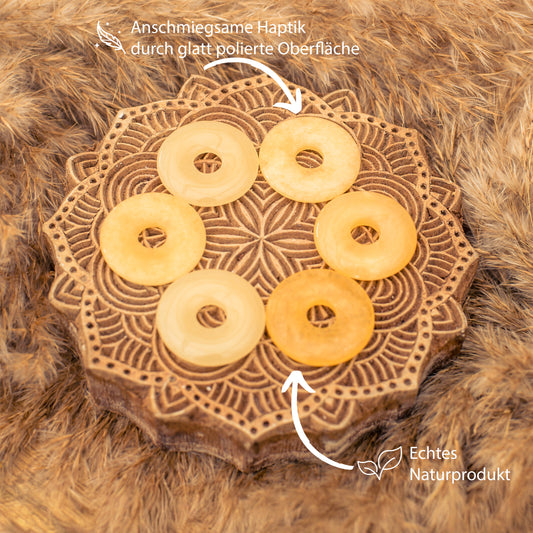 Orangencalcit (Aragonit) Donut | 30 mm Anhänger + Baumwollband