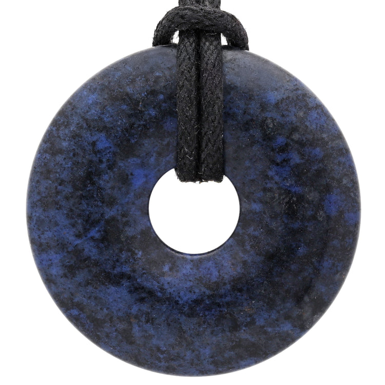 Dumortierite Donut Pendant | 30 mm Pendant + Cotton Cord