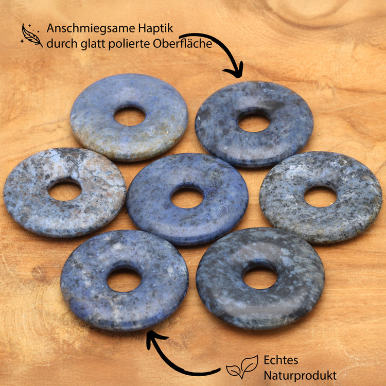 Dumortierite Donut Pendant | 30 mm Pendant + Cotton Cord