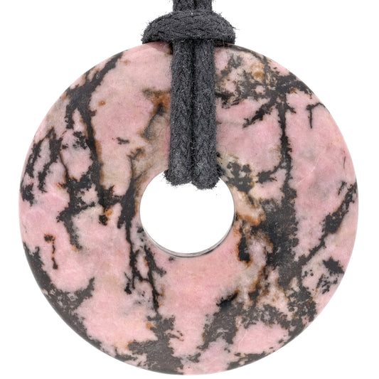 Rhodonit Donut | 30 mm Anhänger + Baumwollband