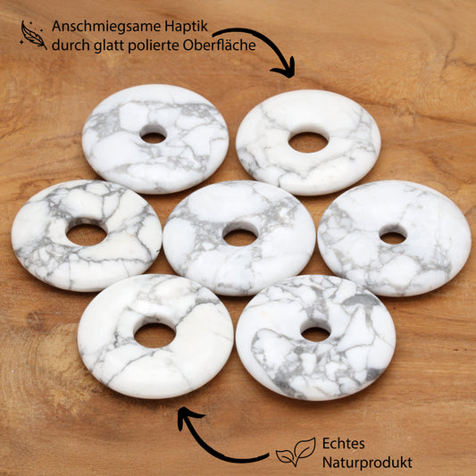 Magnesit Donut | 30 mm Anhänger + Baumwollband