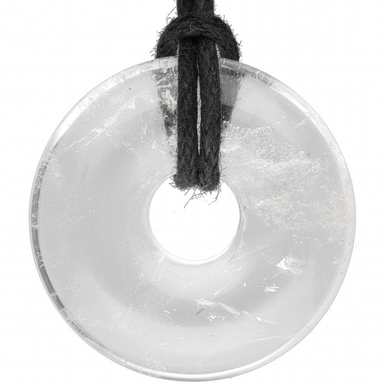 Rock crystal donut | 30 mm pendant + cotton cord