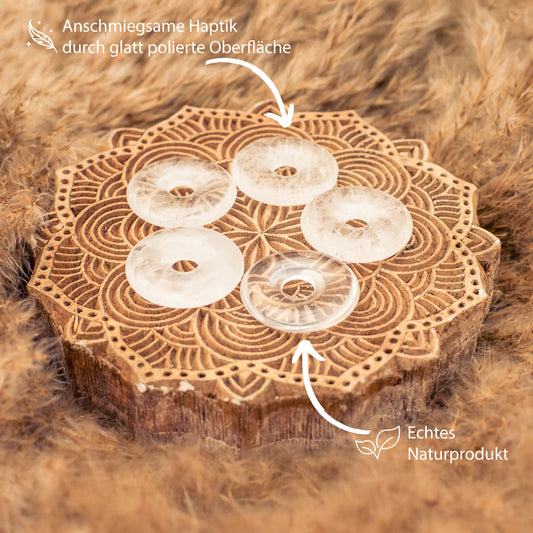 Rock crystal donut | 30 mm pendant + cotton cord