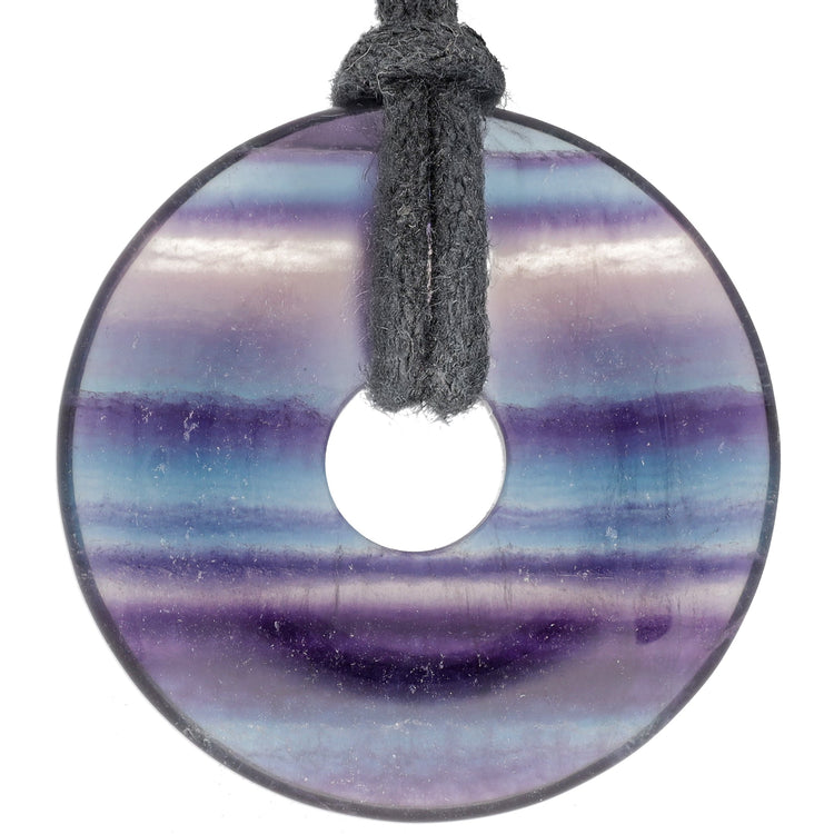 Fluorite, colorful donut | 30 mm pendant + cotton cord
