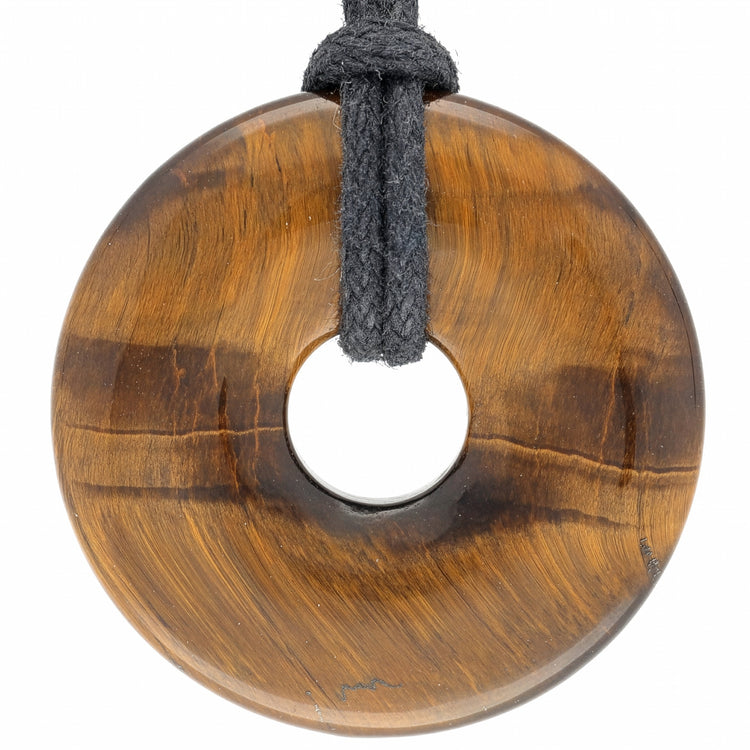 Tiger's eye Donut pendant | 30 mm Pendant + Cotton cord