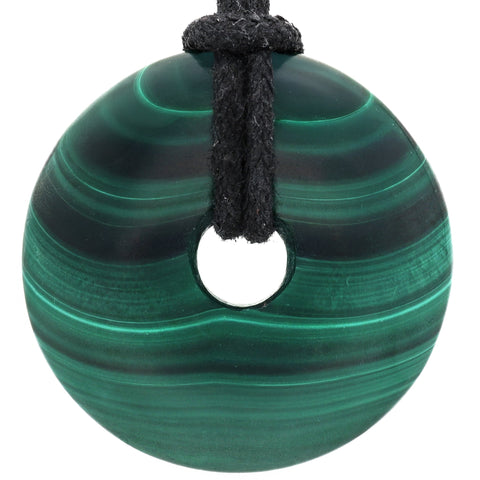 Malachite Donut Pendant | 30 mm Pendant + Cotton Cord