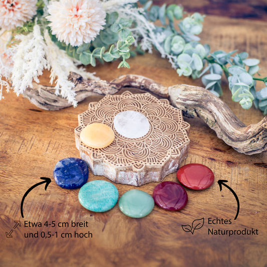 Chakra Stone Set | 7 Disc Stones in a Cotton Pouch
