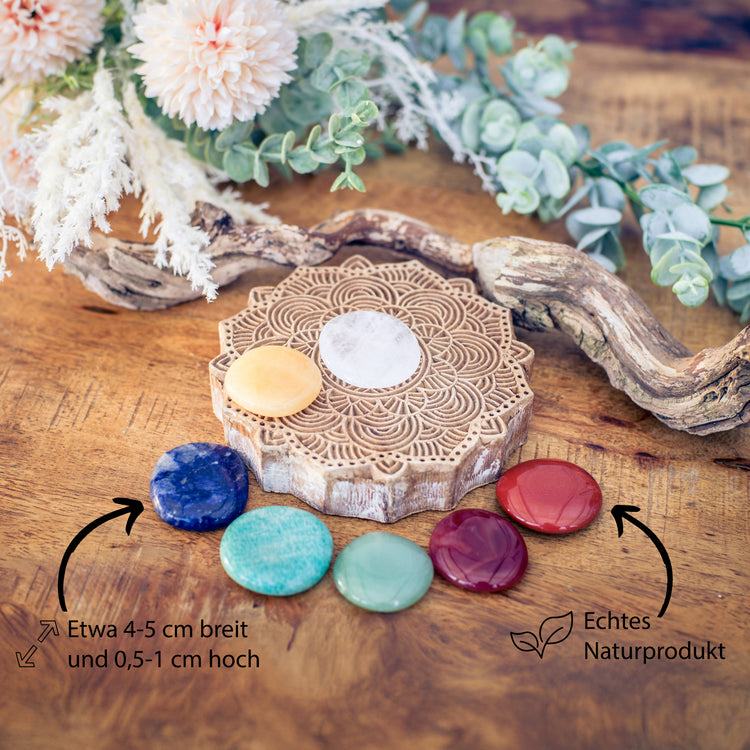 Chakra Stone Set | 7 Disc Stones in a Cotton Pouch