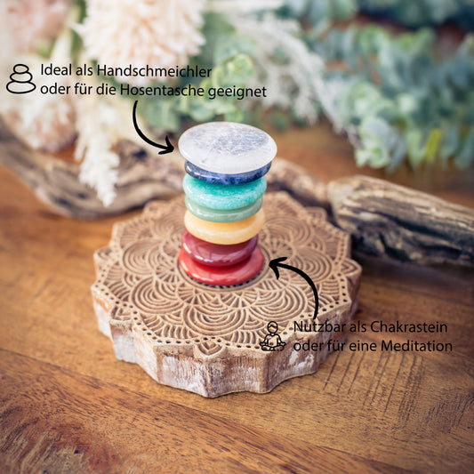 Chakra Stone Set | 7 Disc Stones in a Cotton Pouch