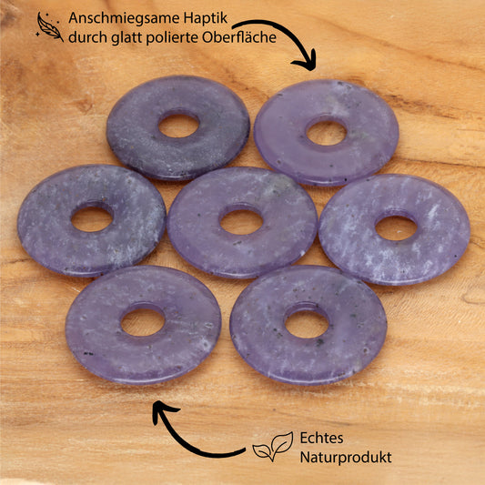 Lepidolith Donut | 30 mm Anhänger + Baumwollband