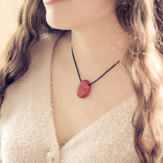 Jasper, red drop pendant 