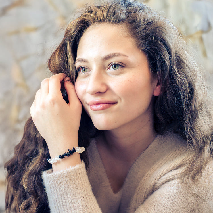 Rock crystal + Schörl splinter bracelet