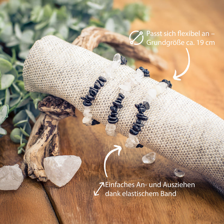 Rock crystal + Schörl splinter bracelet