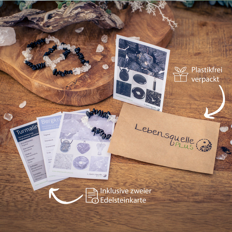 Rock crystal + Schörl splinter bracelet