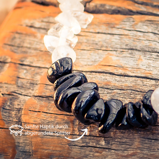 Rock crystal + Schörl splinter bracelet