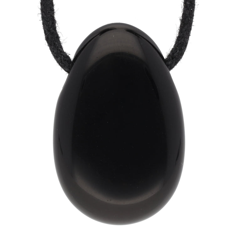 Obsidian, black drop pendant 