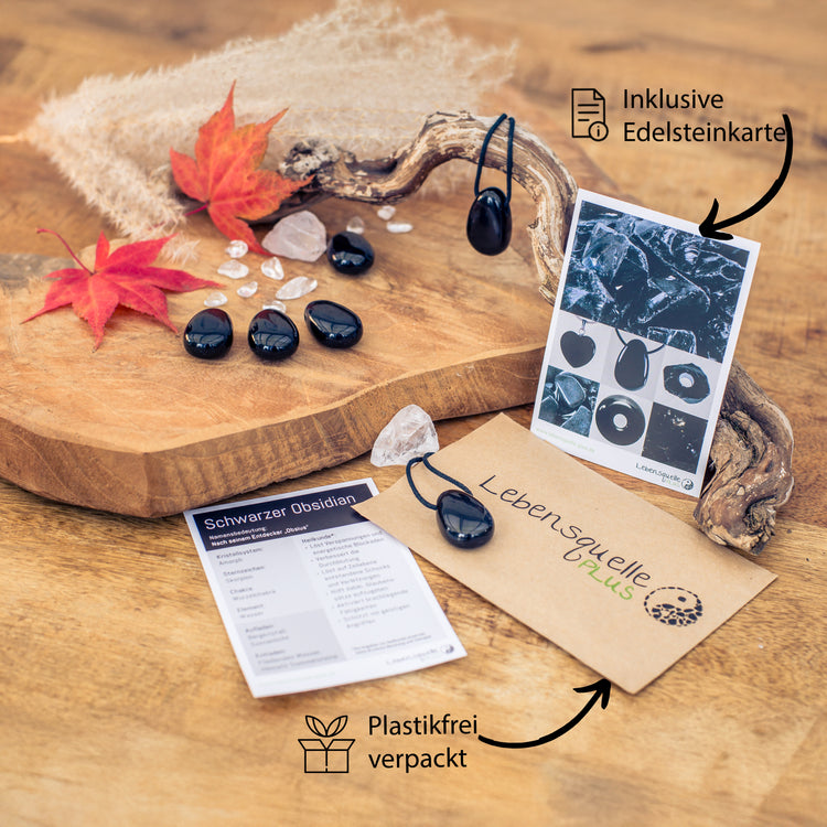 Obsidian, black drop pendant 