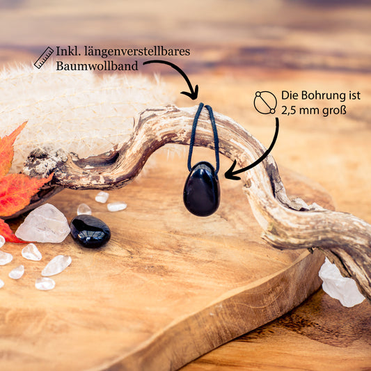 Obsidian, black drop pendant 