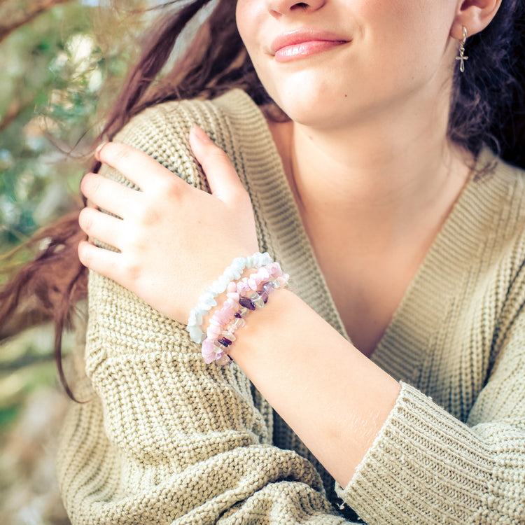 Kunzite chip bracelet