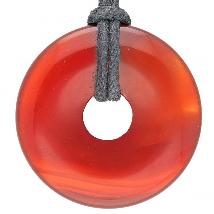 Carnelian donut | 30 mm pendant + cotton cord