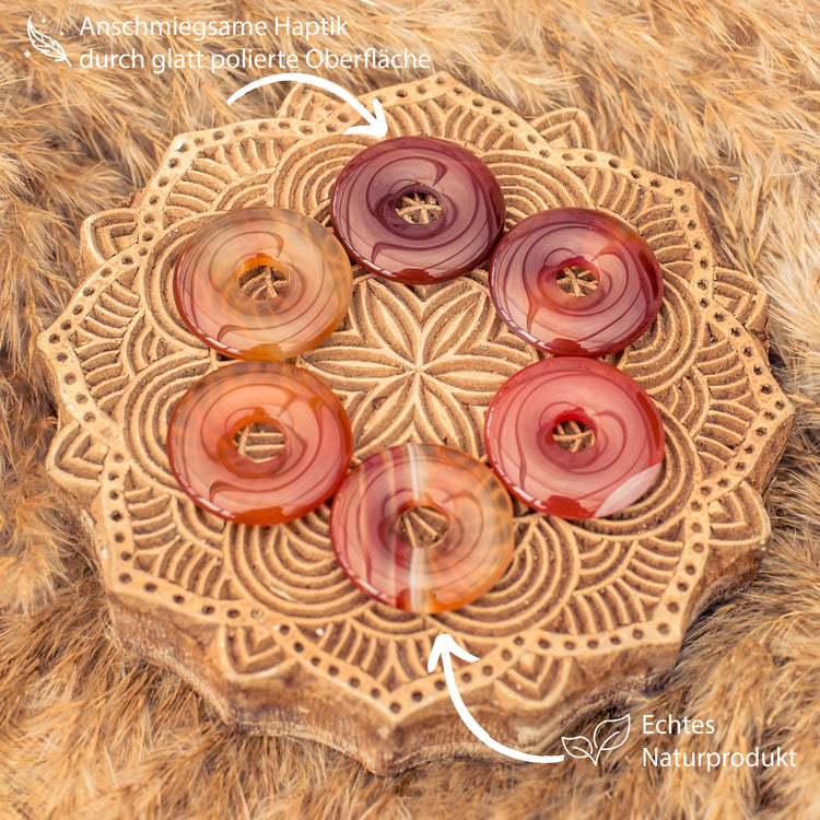 Carnelian donut | 30 mm pendant + cotton cord